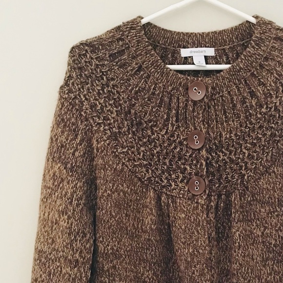 DRESSBARN, Brown Chunky Knit Sweater, 3/4 sleeves - Picture 2 of 8